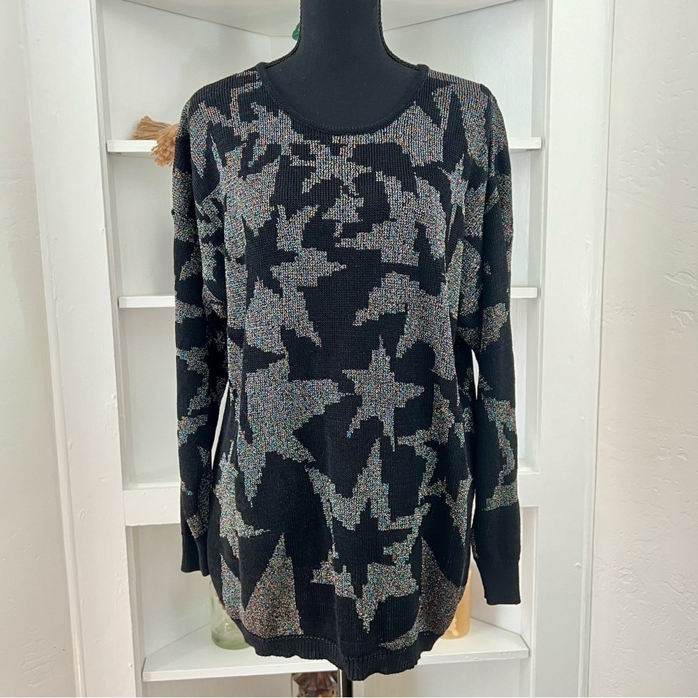 Vintage 80s Qui Designer Collection Rainbow Star Sweater